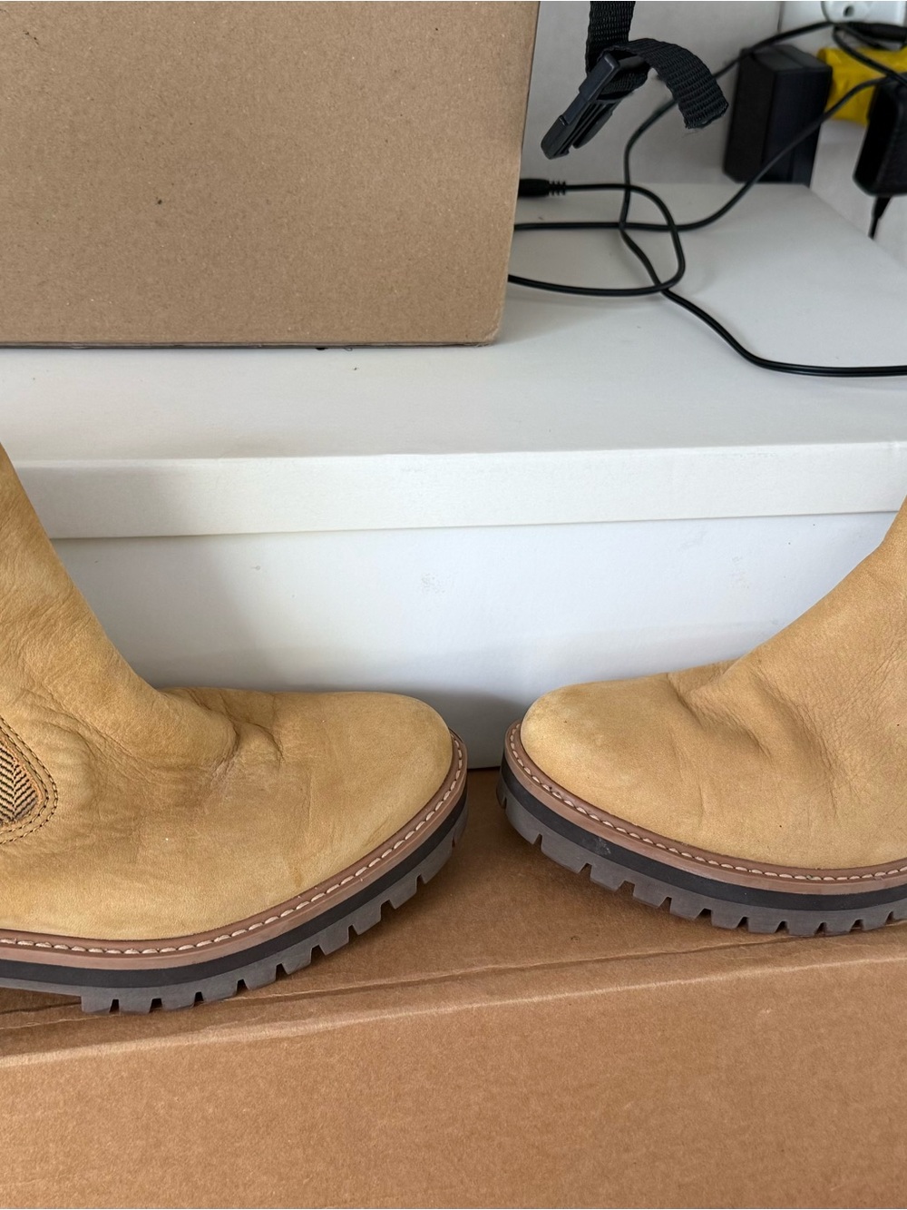 Timberland Tan Suede Lug Sole Ankle Boots
